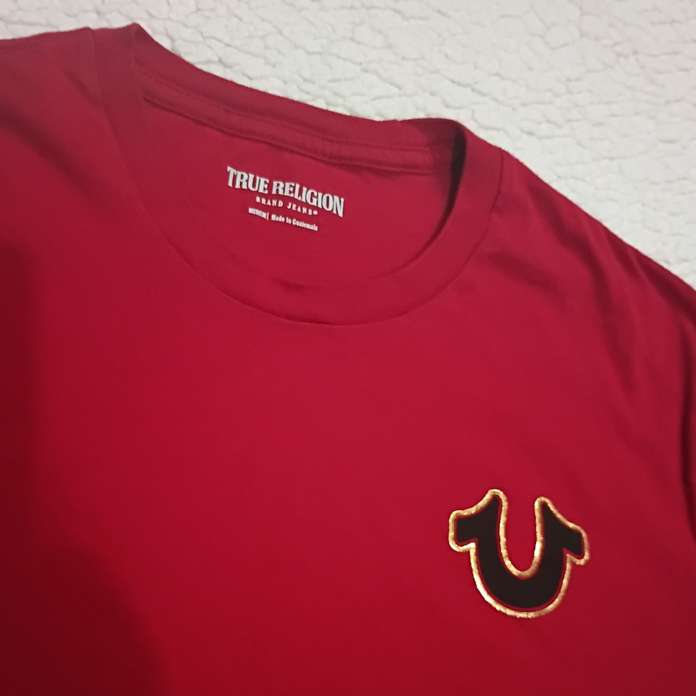 True Religion Red & Gold Leaf Buddha T-shirt - Picture 4 of 5